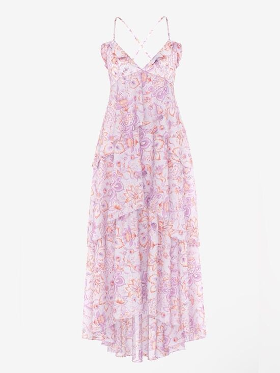For Love And Lemons Dresses & Skirts - For Love and Lemons Vintage Blossom Chiffon Ruffled Maxi Dress Purple Large NWT